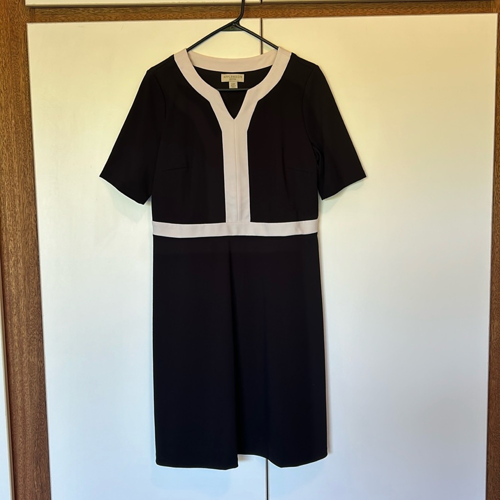 Like New: Appleseeds PETITE dress w-classic black/cream contrast. Size 12P.